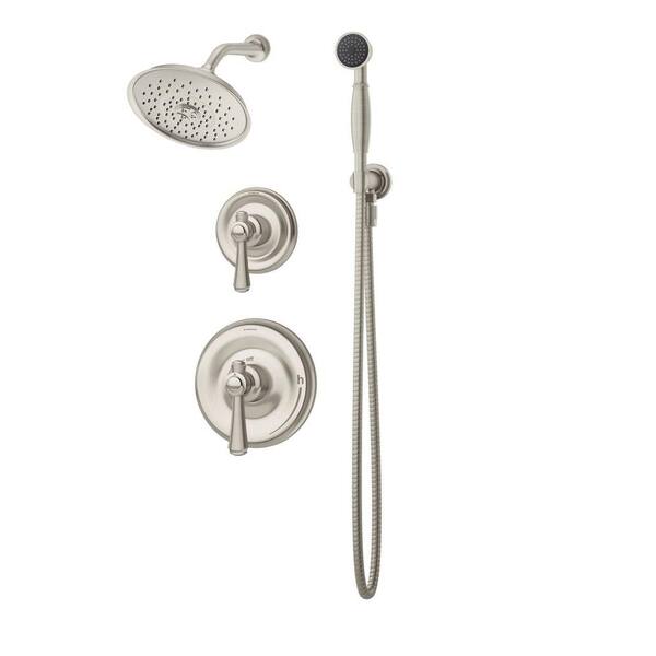 Symmons Degas 1-Spray Hand Shower and Shower Head Combo Kit in Satin Nickel (Valve Included)