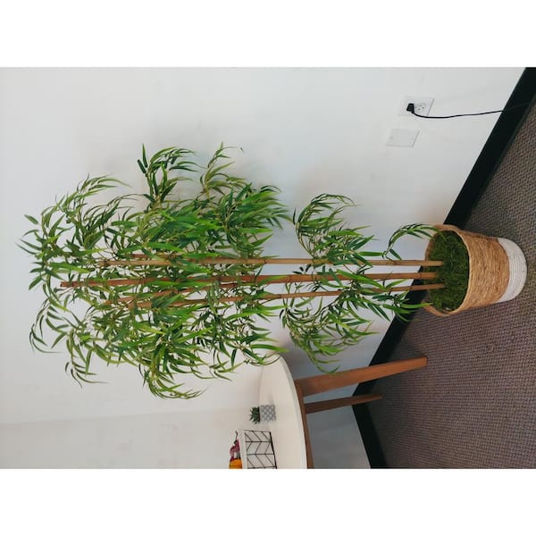 ADMIRED BY NATURE Natural with White Tone with Handle Storage Bins Nesting Fabric Basket Seagrass Design (Set of 2)