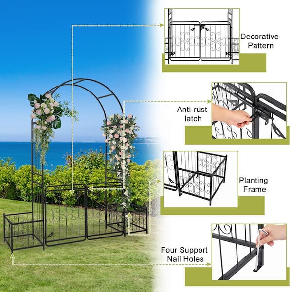 BTMWAY 98.4 in. x 15.4 in. Metal Garden Arbor Trellis