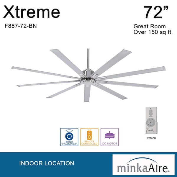 MINKA-AIRE Xtreme 72 in. Indoor Brushed Nickel Ceiling Fan with