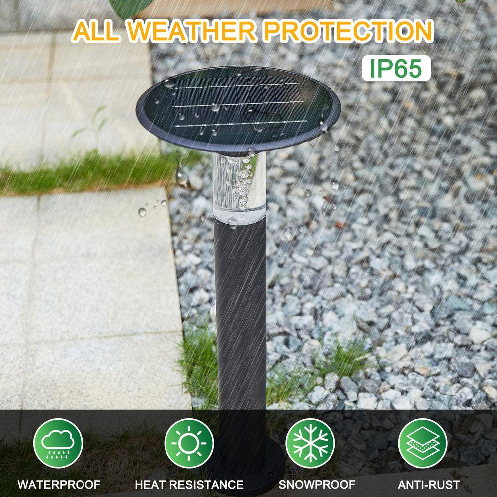 Black Aluminum Solar LED Pathway Light with Frosted Lens