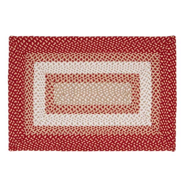 Super Area Rugs Waterbury Rectangle Red and Cream 5 ft. X 8 ft. Cotton Braided Area Rug