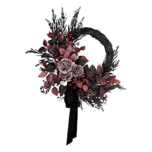 24 in. Blood Red Eucalyptus Leaf Half Wreath