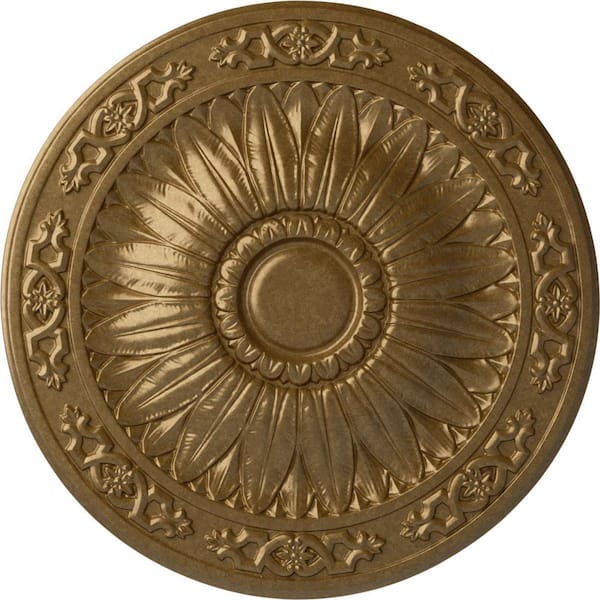Ekena Millwork 20-1/4 in. x 1-1/2 in. Lunel Urethane Ceiling Medallion (Fits Canopies upto 3-3/4 in.), Pale Gold