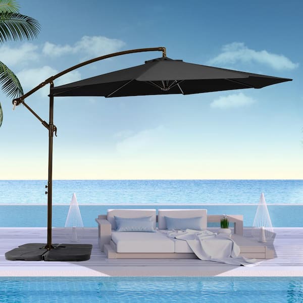 JEAREY 10 ft. Cantilever Offset Umbrella Patio Umbrella in Black