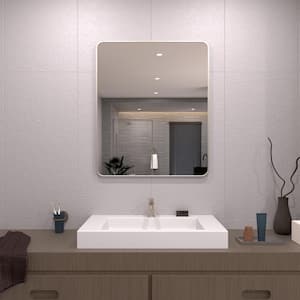 30 in. W x 36 in. H Rectangular Framed Wall Bathroom Vanity Mirror in Brushed Nickel