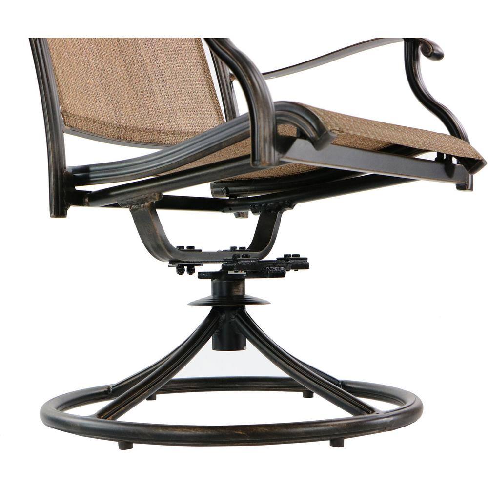 Fontana 9-Piece Bronze Outdoor Dining Set with Swivel Rockers