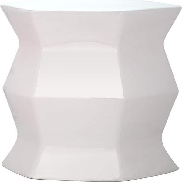 Hexagon Ceramic Decorative Garden Stool, 0, Cream
