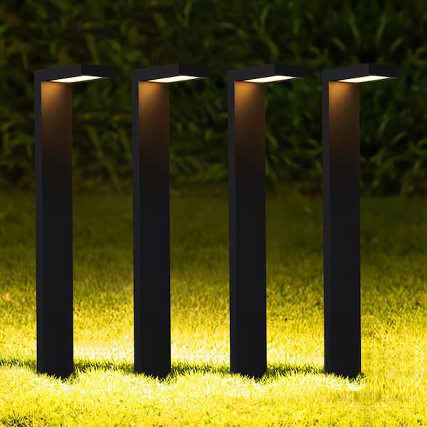 Laplusbelle Low Voltage Black Aluminum LED Weather Resistant Outdoor Landscape Path Lights (4-Pack)