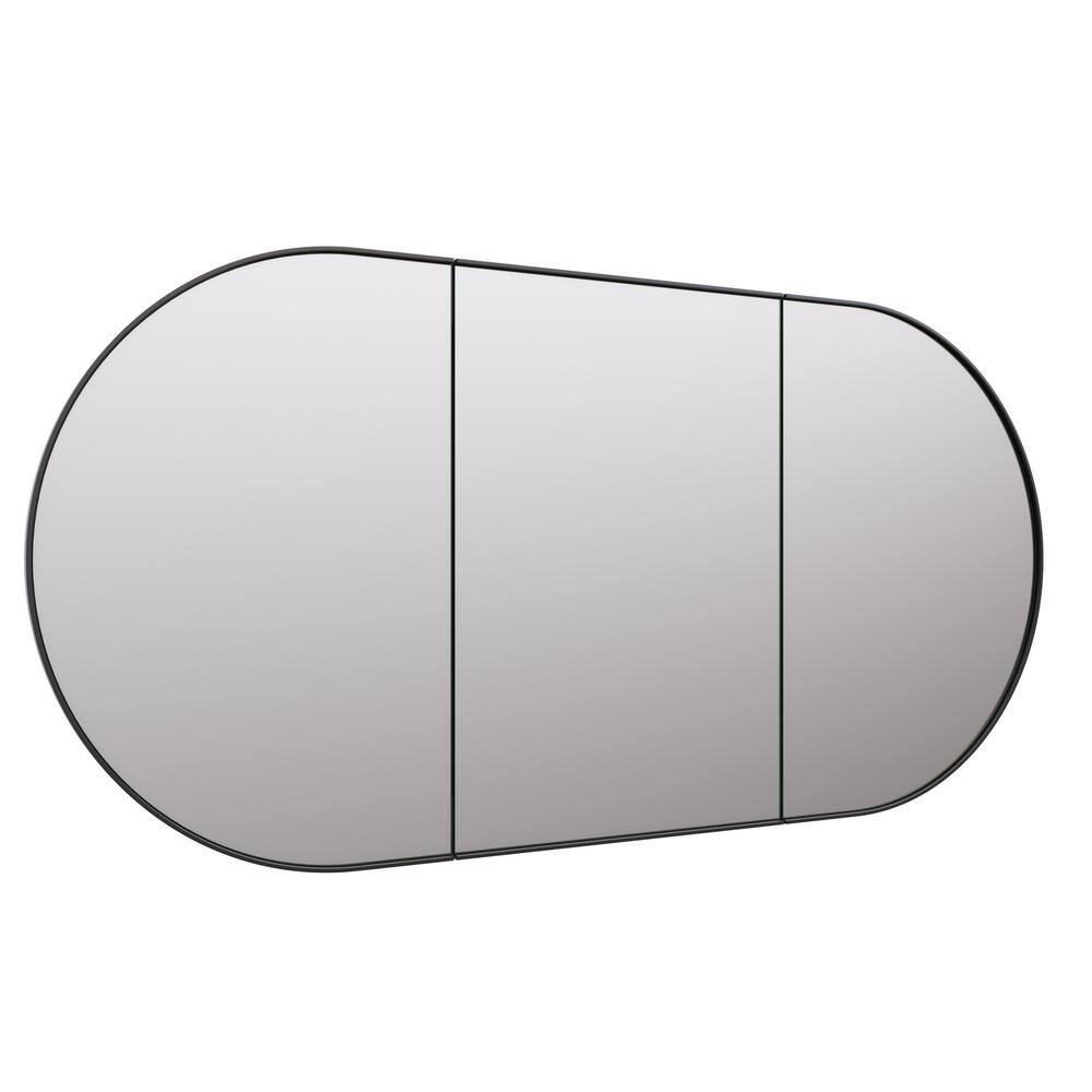 Glass Warehouse Nia 60 in. W x 30 in. H x 5 in. D Black Recessed Medicine with Mirror