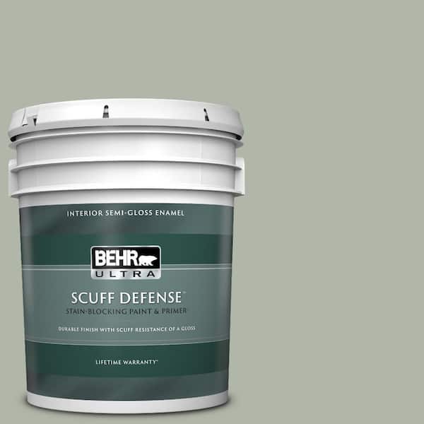 BEHR ULTRA 5 gal. #ICC-56 Green Tea Extra Durable Semi-Gloss Enamel Interior Paint & Primer