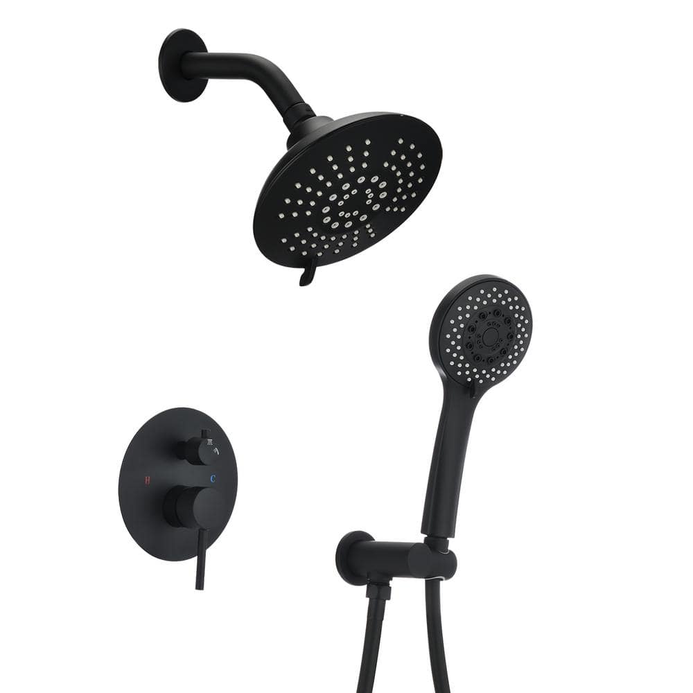 Round Shower System High Pressure Wall Mounted Rain Mixer Combo Set in Matt