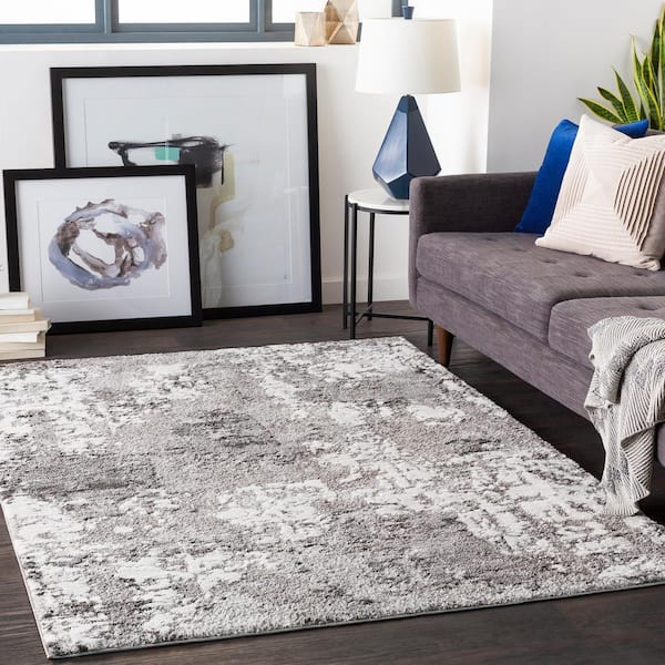 Ariana Black 5 ft. 3 in. Round Abstract Area Rug