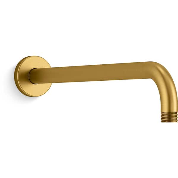 KOHLER Statement 16 in. Wall-Mount Single-Function Rain Head Shower Arm and Flange in Vibrant Brushed Moderne Brass