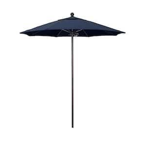 7.5 ft. Bronze Aluminum Commercial Market Patio Umbrella with Fiberglass Ribs and Push Lift in Spectrum Indigo Sunbrella