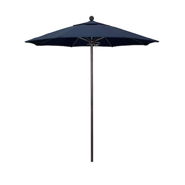 California Umbrella 7.5 ft. Bronze Aluminum Commercial Market Patio Umbrella with Fiberglass Ribs and Push Lift in Spectrum Indigo Sunbrella