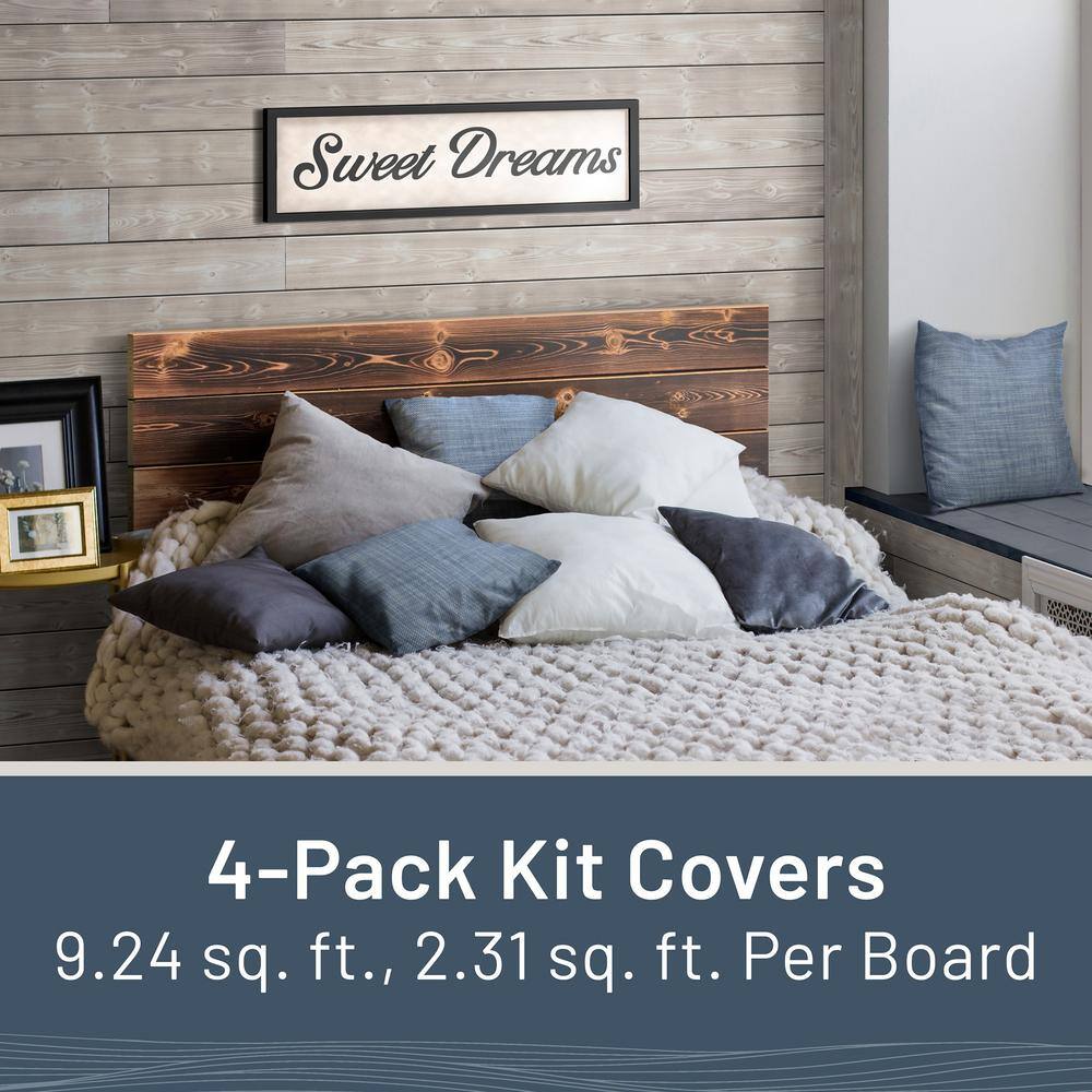 Distressed Smoke White Pine Shiplap Plank 6 ft. for Interior Accents