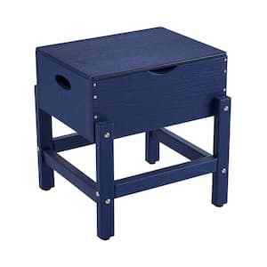12 Qt. Navy Blue HDPE Ice Chest Table For Patio, Outdoor Side Table with Ice Bucket, Patio Cooler