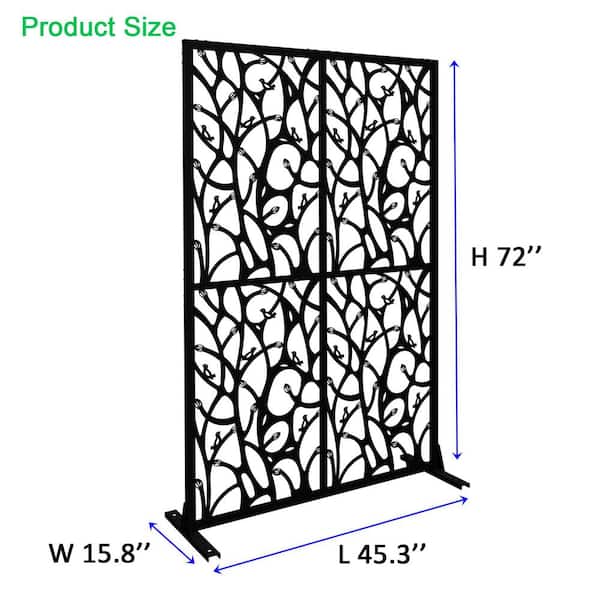 6 ft. H x 3.8 ft. W Black Iron Bird Shape Metal Freestanding