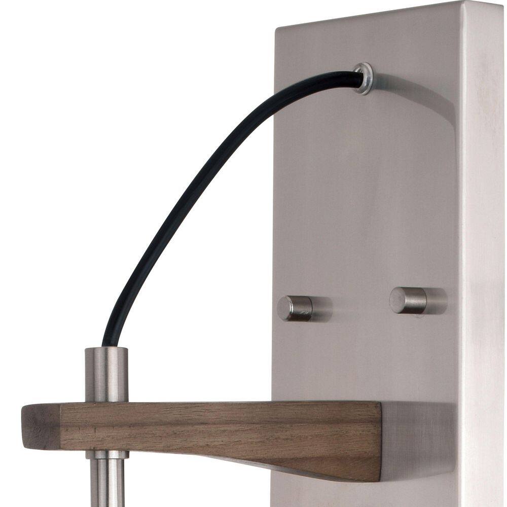 Avondale Rustic Wood & Satin Nickel Dimmable Sconce with Seeded Glass Globe