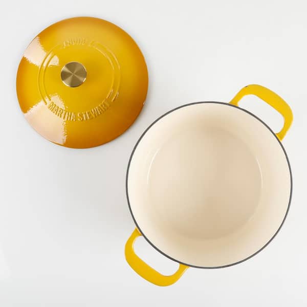 MARTHA STEWART 7 qt. Gatwick Enameled Cast Iron Dutch Oven in Yellow with  SS Knob Lid, 1-Set 97285.02R - The Home Depot