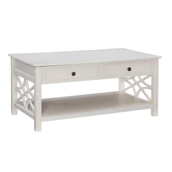 Linon Home Decor Sloane 44 in. L White Rectangle Wood top Coffee Table with Lift op