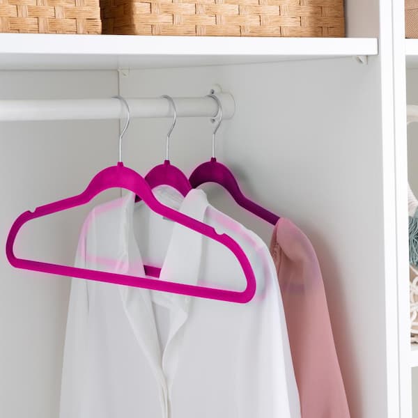 Elama Home Flocked Velvet Clothes Hangers w/ Swivel Hooks 100Pk, Pink