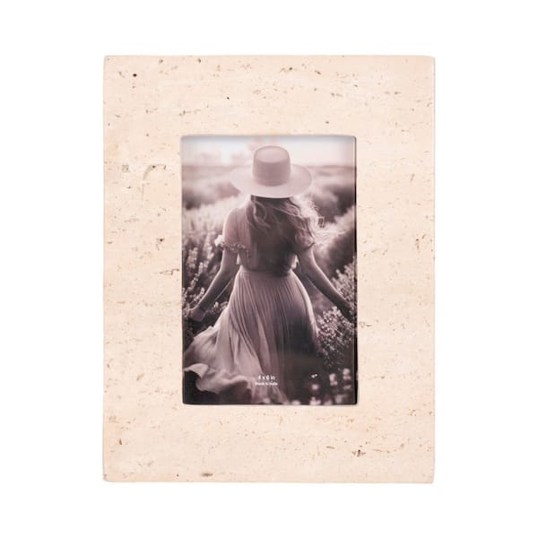 Liv & Skye 4 in. x 6 in. Tan Stone Rectangle Photo Frame with Modern Stylish Design