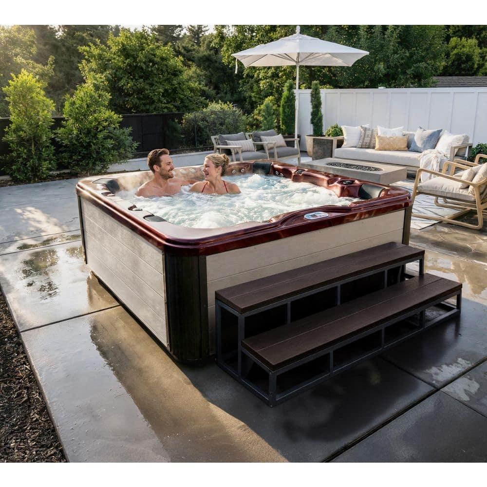 American Spas 7-Person 100-Jet Premium Acrylic Bench Spa Standard
