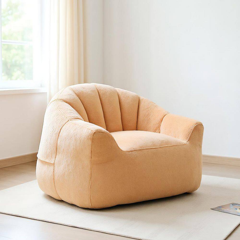 41.4 in. W Orange Faux Fur Medium Bean Bag for Living Room, Bedroom