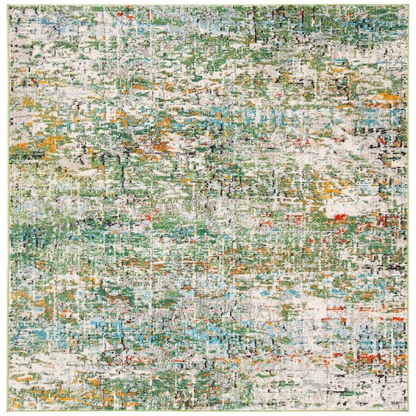 SAFAVIEH Madison Green/Turquoise 3 ft. x 3 ft. Abstract Gradient Square Area Rug