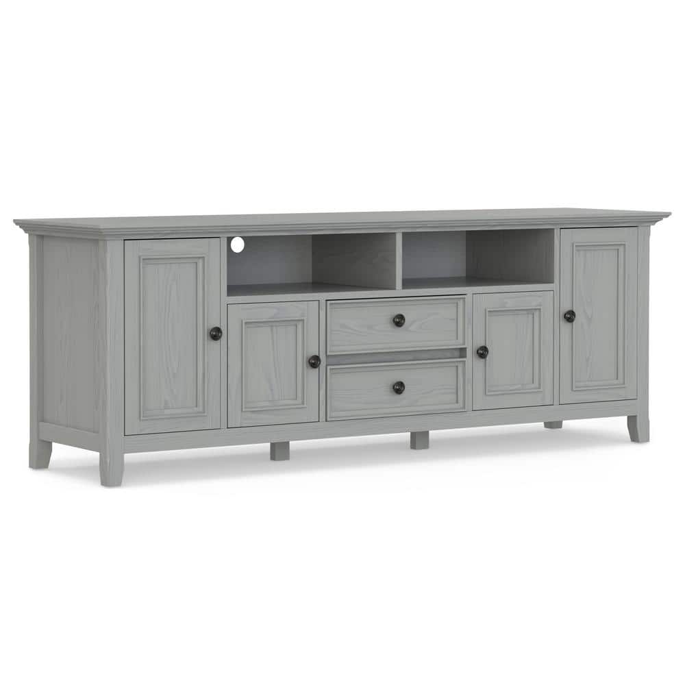 Fog Grey Solid Wood 72" Traditional TV Media Stand with Cabinets