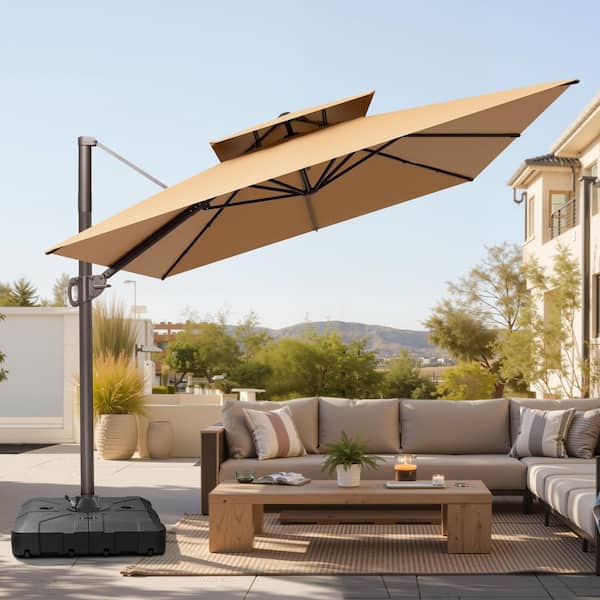 banana frame patio umbrella Cantilever Parasol Color:BLACK/ORANGE Gold and White Lightning 6PC Patio Table Set close buckles ensure a