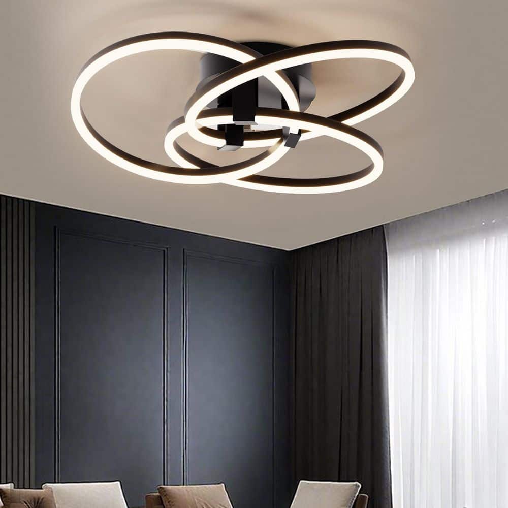 Carson 23.23 in. 3-Light Black Metal Modern Integrated LED Semi Flush Mount Lighting Bedroom Ceiling Lights Fixtures price history on PriceWatchPro
