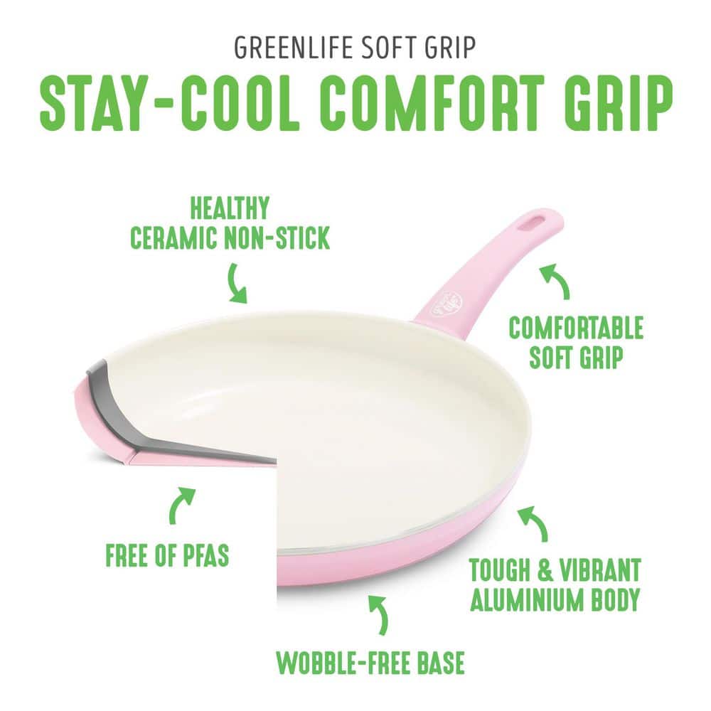Soft Pink Aluminum Non-Stick Frypan Set with Ceramic Coating