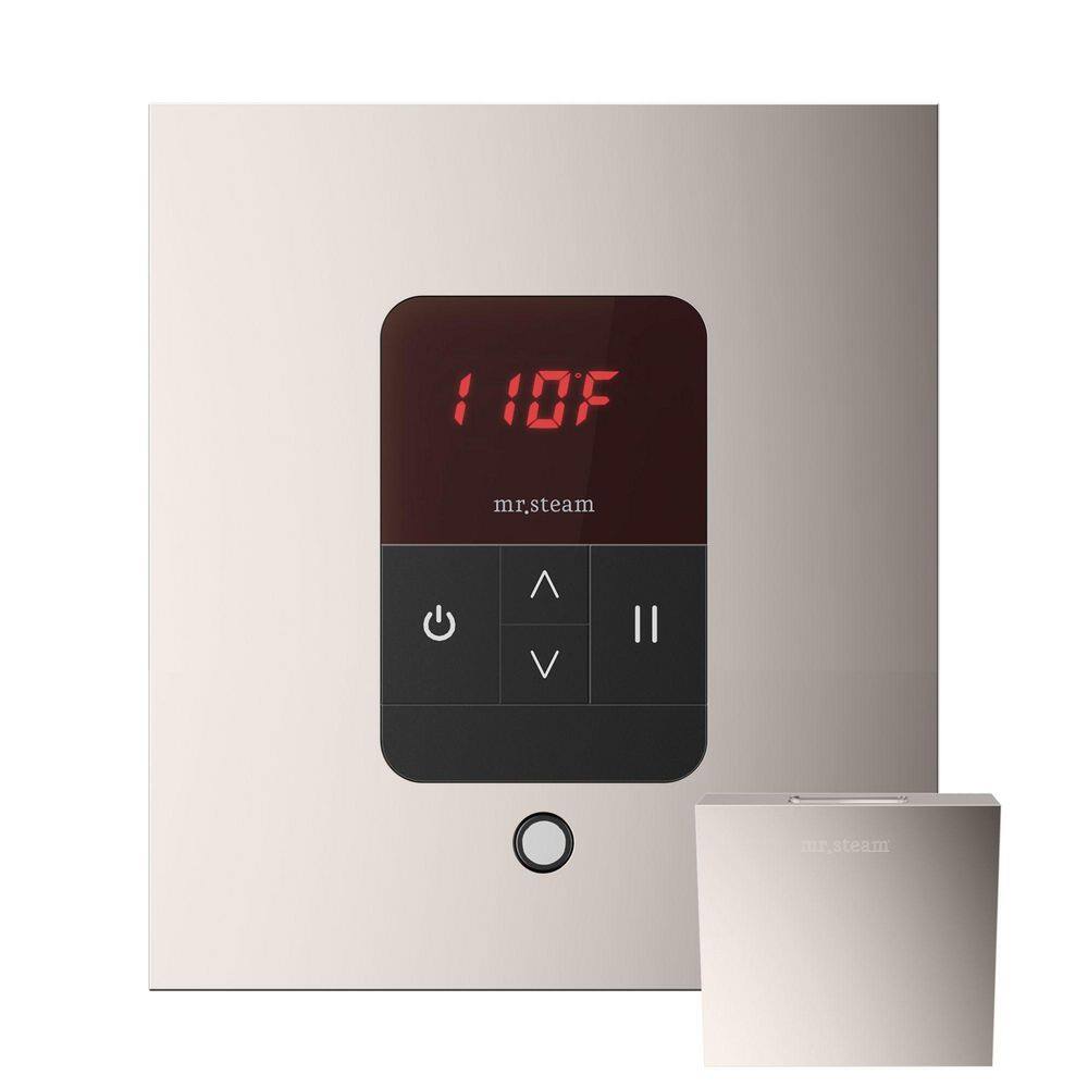 Basic Butler Steam Shower Control Package with Square iTempo Control and Linear Steamhead in Polished Nickel