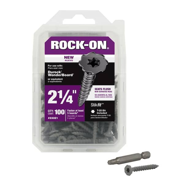 Rock-On #9 x 2-1/4 in. Serrated Flat Head Star Drive Cement Board Screws (100-Pack)