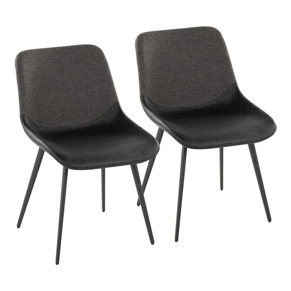 Outlaw Industrial 2-Tone Chair in Black Faux Leather and Grey Fabric (Set of 2)