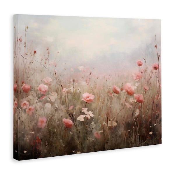 Pastel Pink Meadow Flowers by Arlington Prints Unframed Nature Graphic Art Print 24 in. x 30 in.