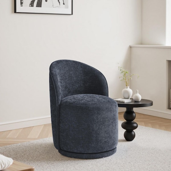 Uixe Navy Blue Linen Swivel Accent Barrel Chair (Set of 1