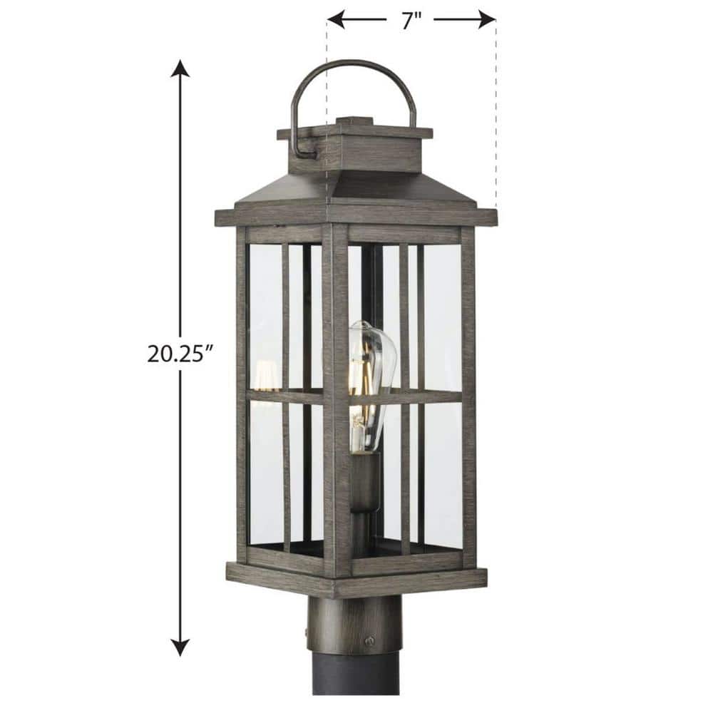 Antique Pewter Clear Glass Farmhouse Outdoor Post Lantern