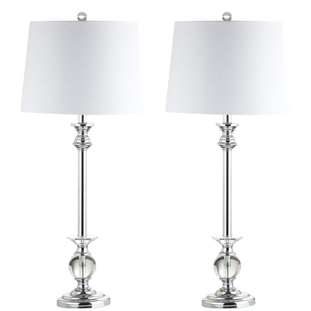 JONATHAN Y Elizabeth 33 in. Clear/Chrome Crystal/Metal Table Lamp (Set ...