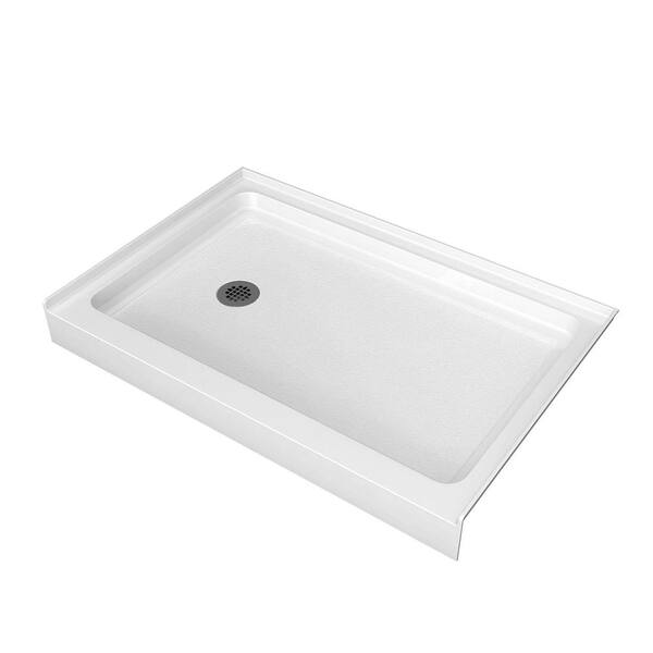 Zeafive Zeno 48 in. L x 32 in. W Acrylic Alcove Shower Pan Base with Left  Drain White Non-Slip Single Threshold RV/Bathroom Tray ZSB4832L