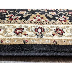 Como Black 5 ft. x 7 ft. Traditional Oriental Floral Area Rug