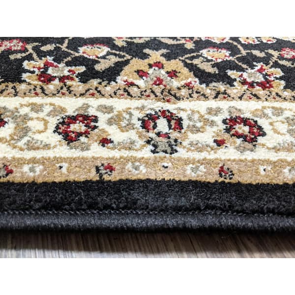 Como Black 5 ft. x 7 ft. Traditional Oriental Floral Area Rug