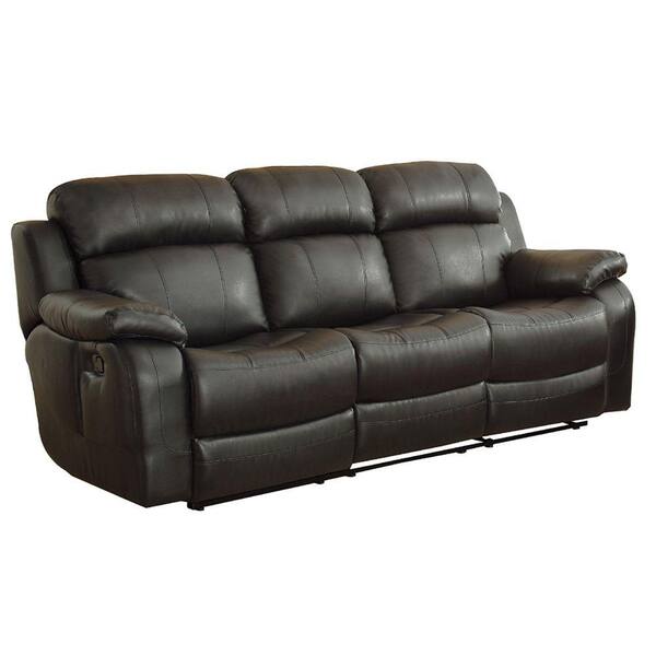 HomeSullivan Kenwood Black Leather Sofa