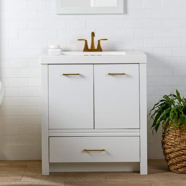 Home Decorators Collection Hertford 31 in. Single Sink White Bath Vanity with White Cultured Marble Top (Assembled)