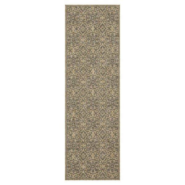 Eliza Jute and Black 2 ft. x 8 ft. Indoor/Outdoor Area Rug