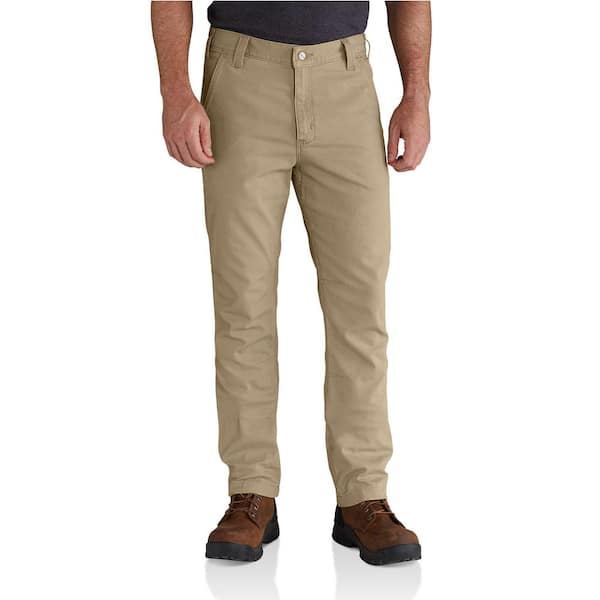 Men's 40 in. x 34 in. Dark Khaki Cotton/Polyester Rugged Flex Rigby  Straight Fit Pant