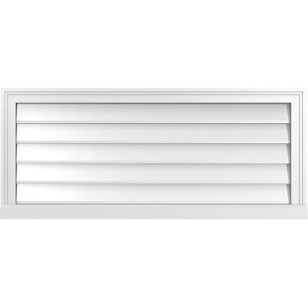 Ekena Millwork 42 in. x 18 in. Vertical Surface Mount PVC Gable Vent: Decorative with Brickmould Sill Frame